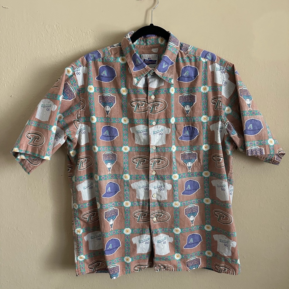 Reyn Spooner Arizona Diamondbacks Baseball Brown and Purple Button Down Shirt